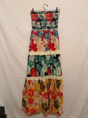 Strapless Floral Tiered Maxi Dress/Skirt in Multicolor